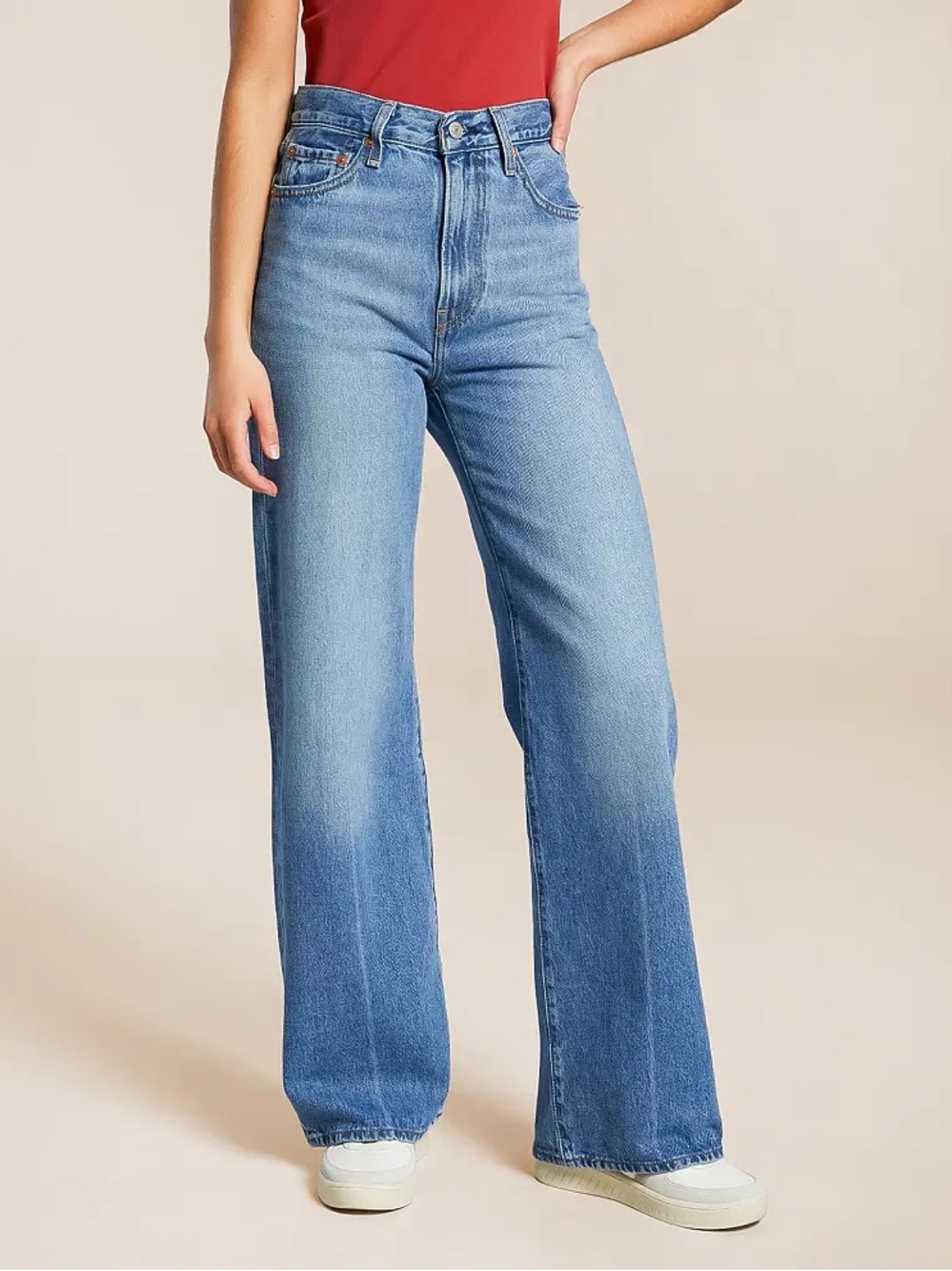 Levi’s Premium Ribcage Wide Leg Jeans Size 28 Medium Wash High Rise Denim